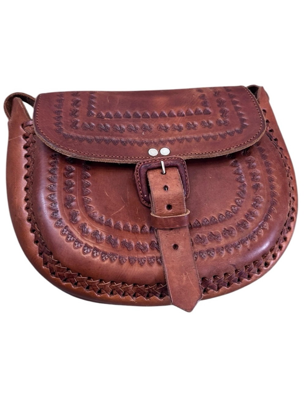 100% Leather  Crossbody Saddle Bag